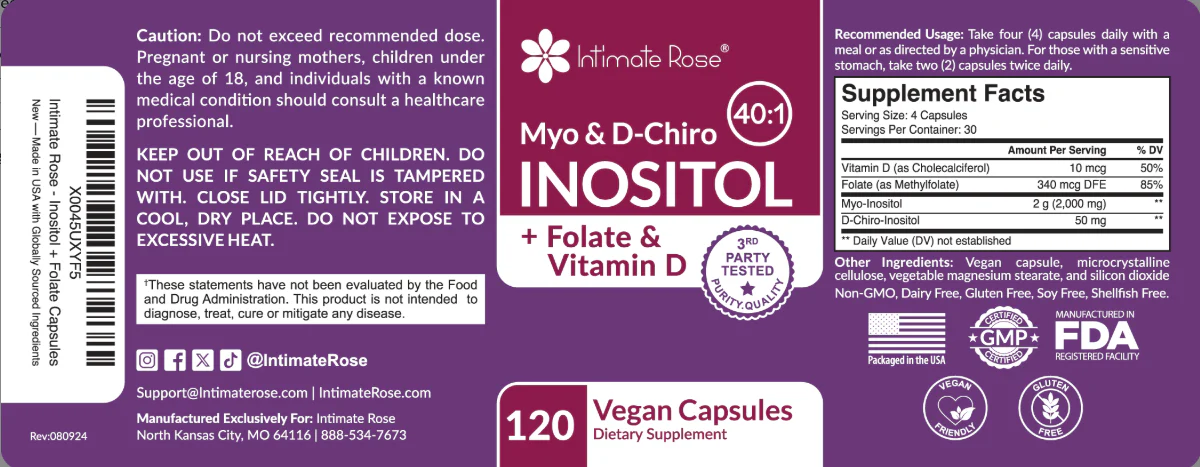 3 Pack - Myo-Inositol and D-Chiro Inositol 40:1 + Folate and Vitamin D Supplement - Image 6